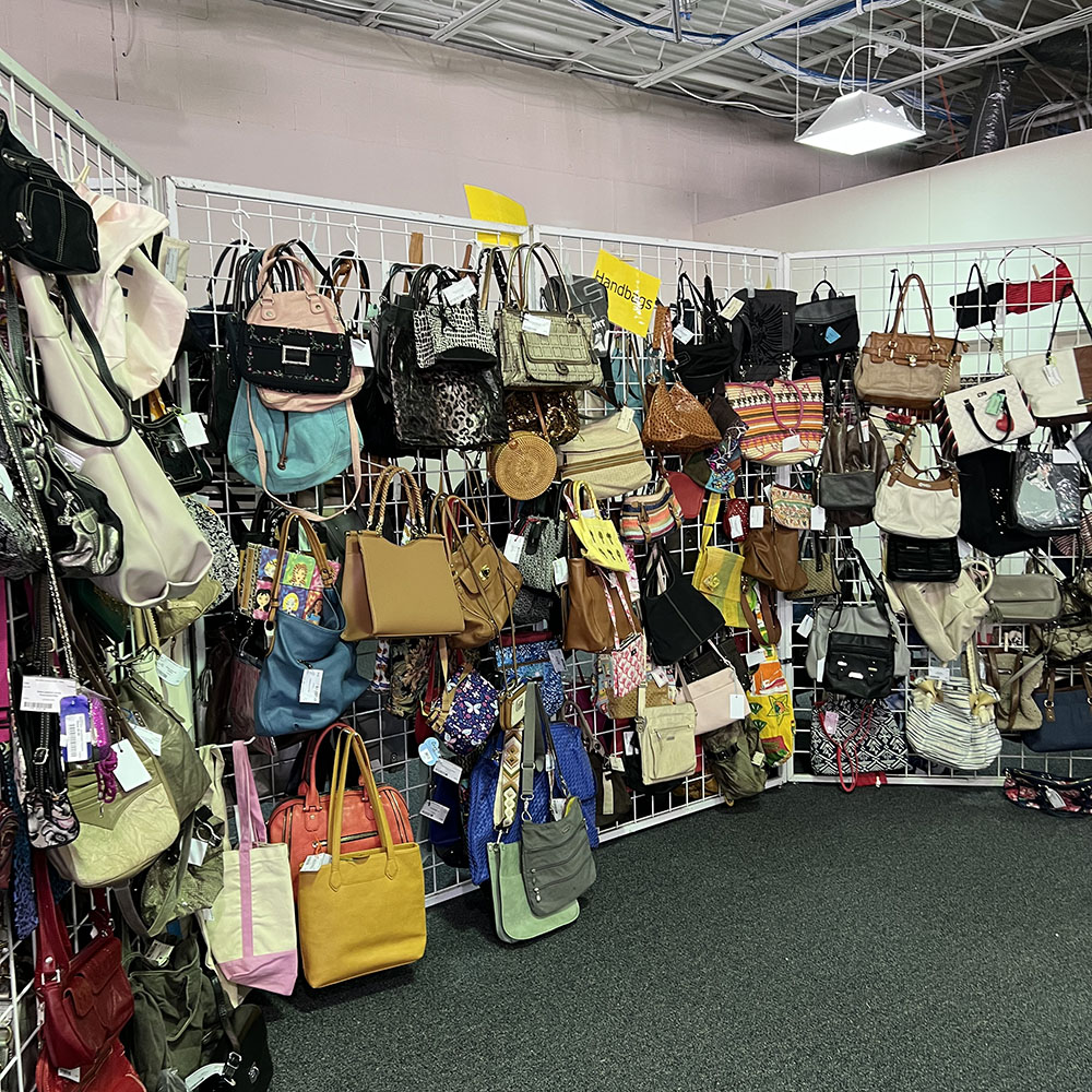 Bags and accessories at She Sale Ladies Consignment in Anne Arundel County, Maryland.
